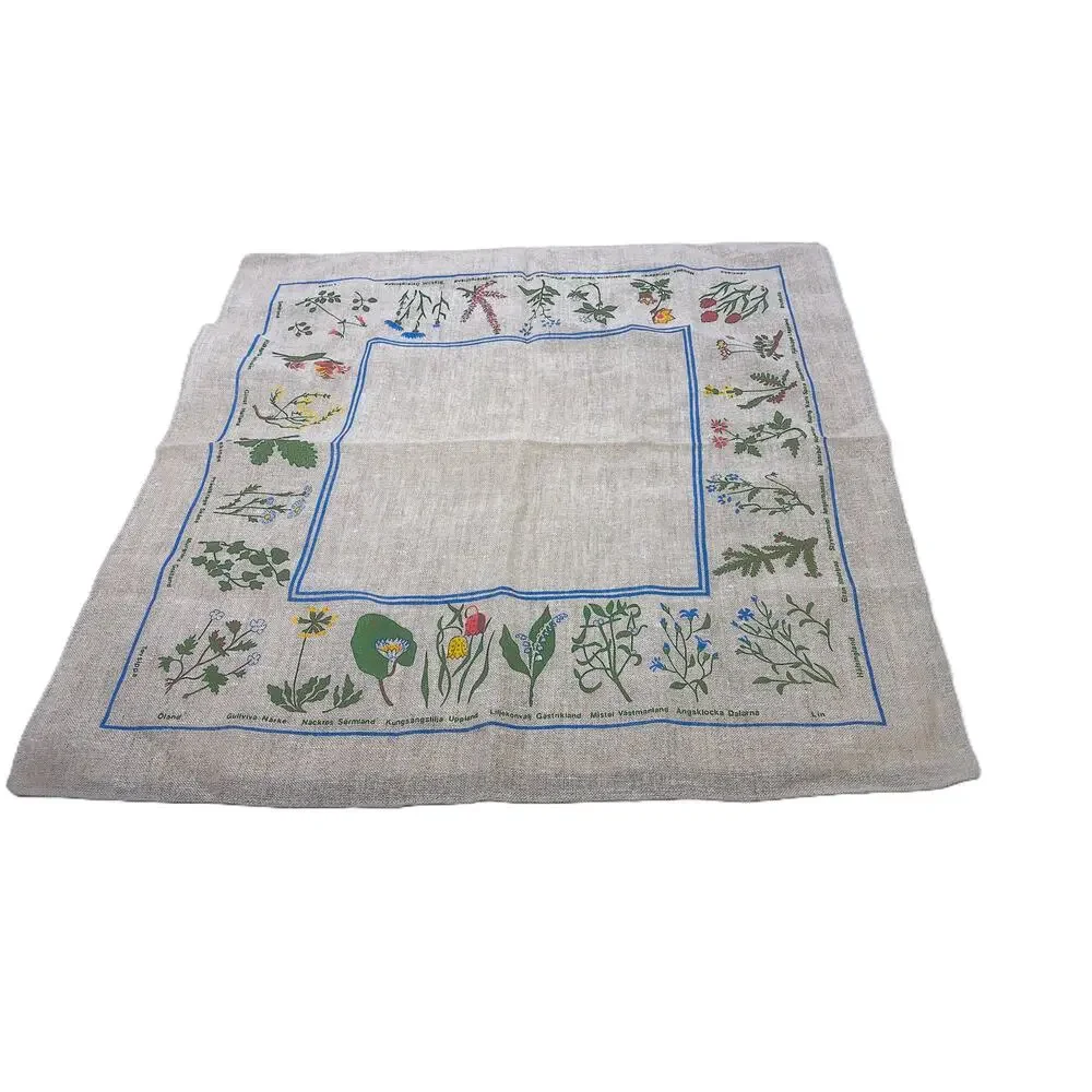 Vintage Frösö Handtryck Swedish Linen Tablecloth 25
